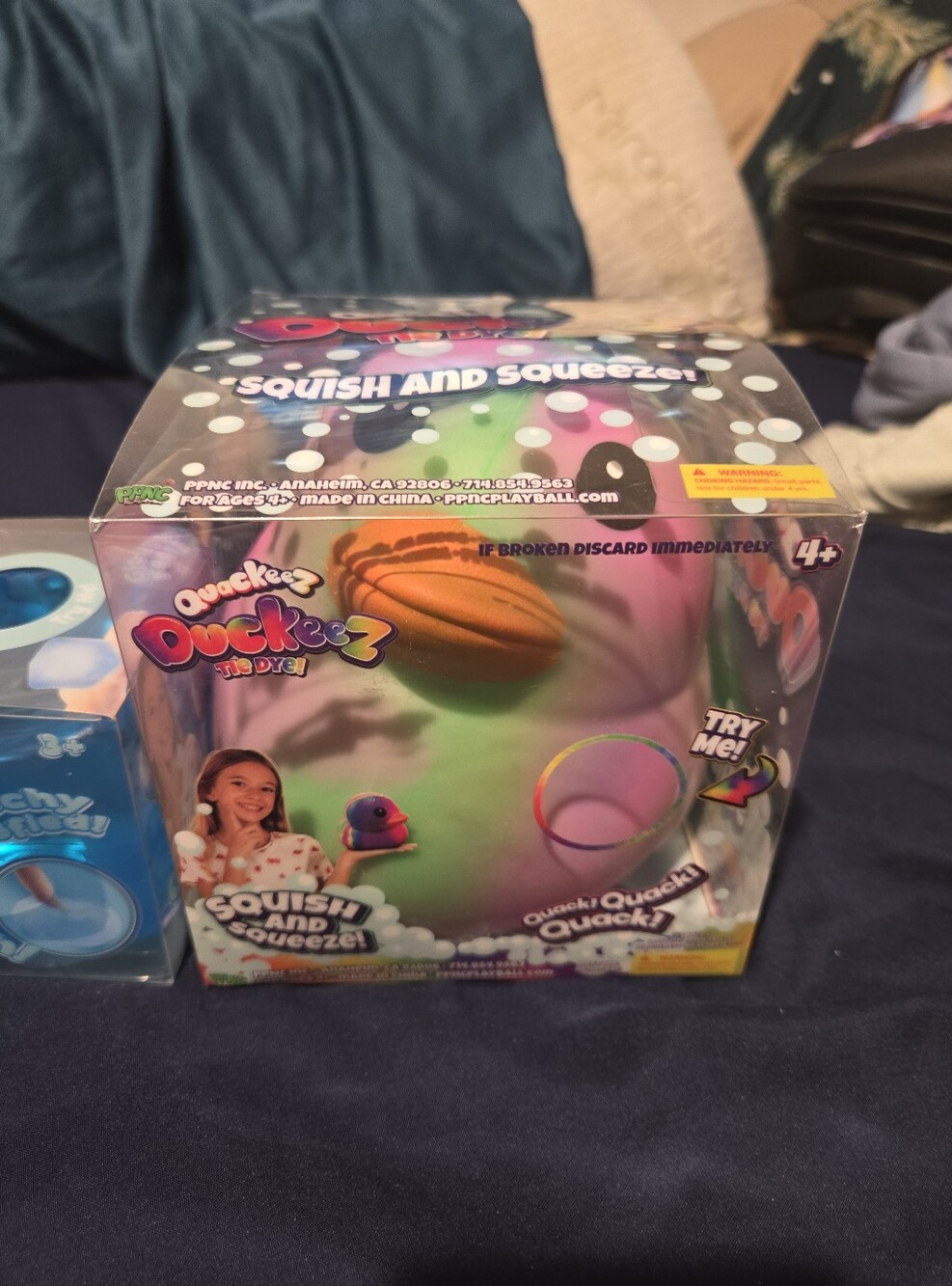 Quackeez Duckeez Tie Dye Squishy And Ice Ice Gummy  Squish Cube - Blue